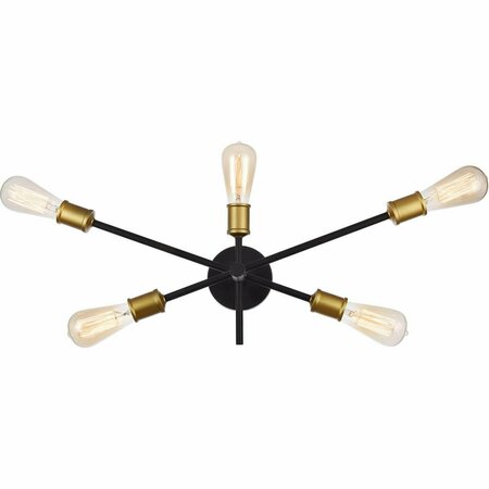 LIGHTING BUSINESS 9.9 x 24.7 in. Axel 5 Light Black & Brass Wall Sconce LI2952148